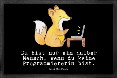 Produktbild von Mr. & Mrs. Panda Schmutzfangmatte Programmiererin Herz 50 x 75 cm - Schwarz - Geschenk, fußmatte, Türvorleger, Softwareingenieurin, Computerfreak, Sauberlaufmatte, Nerd