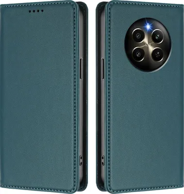 Immagine prodotto di Custodia in pelle per Realme 12 Pro/Realme 12 Pro+, custodia a libro magnetica in Finto cuoio con supporto, verde