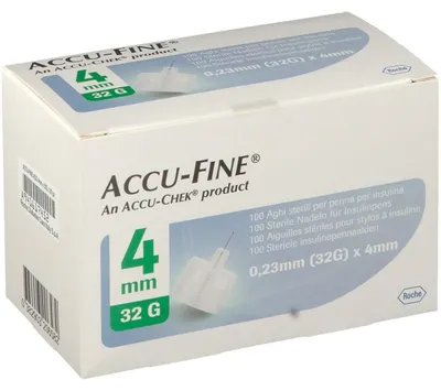Immagine prodotto di Ago Per Penna Da Insulina Accu-Fine Pen Needle Gauge 32 4 Mm 100 Pezzi