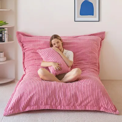 Image de Grand pouf avec housse en coton amovible