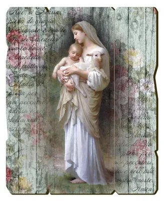 Madonna von Medjugorje Holztafel 19x24 cm Vintage Italien