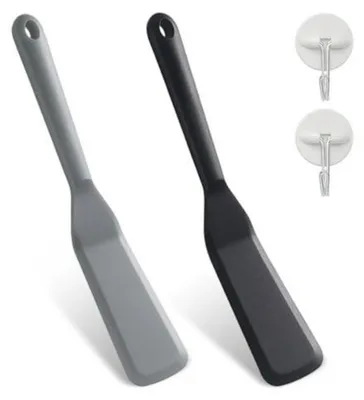 Image de Spatules et ustensiles de cuisine en silicone, résistants à la chaleur, lot de 2, avec crochet pour la cuisine