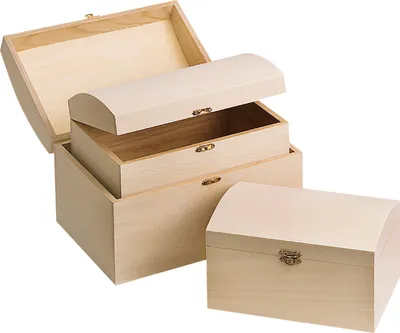 Produktbild von VBS Holztruhe, 3er-Set, ca. 26 x 19 x 16 cm, 22,5 x 16 x 12 cm, 20 x 12,5 x 8 cm
