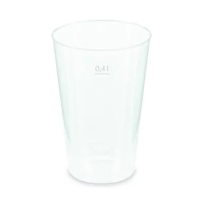 Produktbild von 250x Mehrwegbecher Pfandbecher transparent PP Eichstrich 0,4 l Ø 8,6 cm