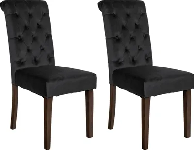 Produktbild von CLP 2er Set Esszimmerstühle Lisburn Mit Lehne im Chesterfield Design schwarz Material Samt
