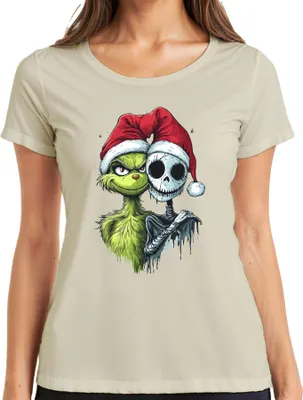 Obrázok produktu pre Grinch Jack Skellington Vianočná lebka strašidelná gotická dámska košeľa, príroda, XL