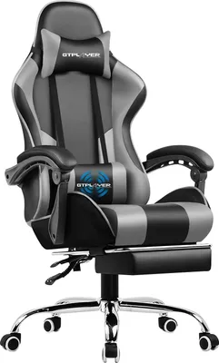 Produktbild von GTPLAYER Bürostuhl Gaming Stuhl Massage Gaming Sessel Ergonomischer Gamer Stuhl mit Fußstütze, Kopfstütze Massage-Lendenkissen, Gepolstert Gaming Chair, Drehsessel