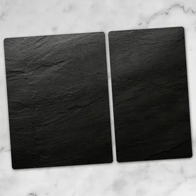 Produktbild von Glas-Herdabdeckplatten Glaskeramikkochfeld-Abdeckung Spritzschutz Glas 70x52 schwarzer Stein