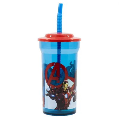 Produktbild von Becher Bidon mit Strohhalm 460ml Avengers