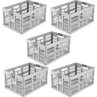 Immagine prodotto di Set di 5 contenitori pieghevoli "ben Profi", capacità 45 litri, colore grigio nordico