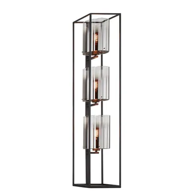 Produktbild von Fischer & Honsel Samu Stehleuchte 3-fach E27 schaltbar Glas rauchfarben sandschwarz 40419