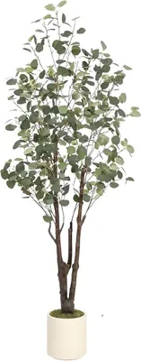 Produktbild von Künstlicher Eukalyptusbaum 180 cm mit LED-Beleuchtung – Kunstpflanze mit Topf – Für Innen & Außen – Grün