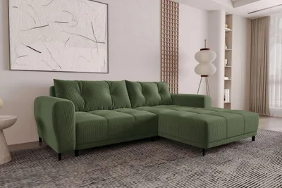 Produktbild von 99rooms Massimo Ecksofa Cordstoff POSO Khaki mit Schlaffunktion Rechts