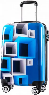 Produktbild von Motivkoffer Blau Karo Handgepäck Reisekoffer 4 Rollen Trolley 58 cm Bowatex