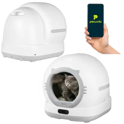 Selbstreinigende Katzentoilette mit Kamera, App, 72 l, weiß