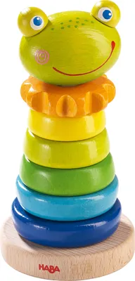 Image de HABA Jeu d'assemblage Grenouille, 8 pièces, Jeu d'empilage, Jeu de tri, Jouets en bois, 302915
