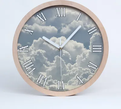 Produktbild von Holzuhr 25fi cm wanduhr - weiße Spitzen - Wolken