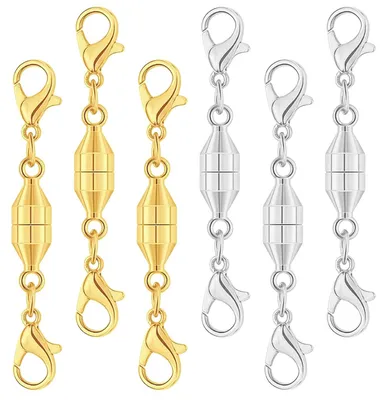 Magnetische Kettenschlösser, 6 Paar, Silber/Gold, für DIY-Schmuck