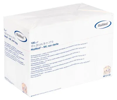 Produktbild von Mullkompressen 10x20 cm unsteril 8fach 100 St