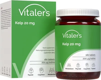 Immagine prodotto di Kelp Vitaler 20 mg – 180 compresse, vegano, 6 mesi di assunzione, senza conservanti, composizione pura