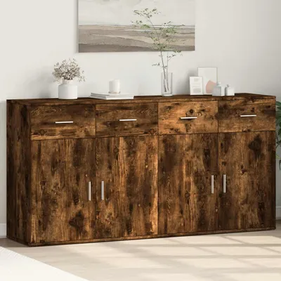 Obrázek produktu pro vidaXL Příborníky 2 ks. Kouřový dub 79x38x80 cm Materiál na bázi dřeva