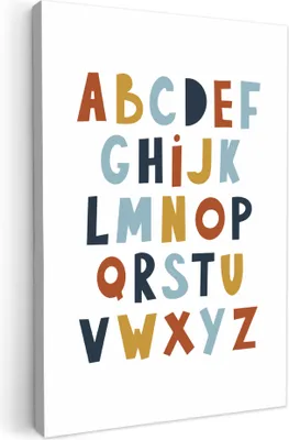 Produktbild von MuchoWow® - Leinwandbilder - Pädagogisch - Das Alphabet lernen - Jungen - Buchstaben, Wandbild, Wanddeko Bilder Wohnzimmer, 80x120 cm