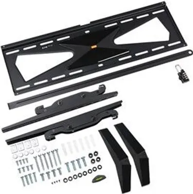 Productafbeelding van Tripp Lite Heavy-Duty kantelbare en beveiligde wandhouder voor televisies en monitoren van 37" tot 80", geschikt voor platte of gebogen schermen. Model: Klammer. Kenmerken: voor platte schermen, vergrendelbaar, staal, zwart. Geschikt voor schermformaten: 94-203 cm (37"-80"). Wandmontage