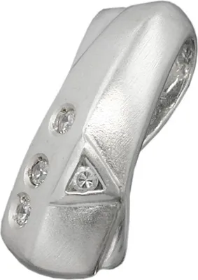 Produktbild von Anhänger 20x9mm mit 4 Zirkonias mattiert Silber 925 silber 20x9mm