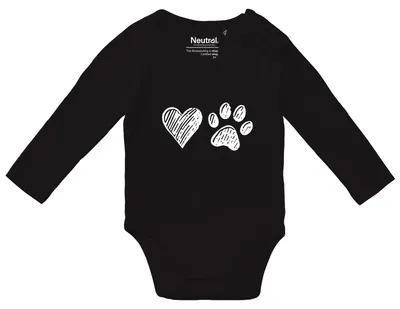 Produktbild von Huuraa Baby Body Herz Tapse 68 Black  Baumwolle Fairtrade Langarmbody Geschenkidee