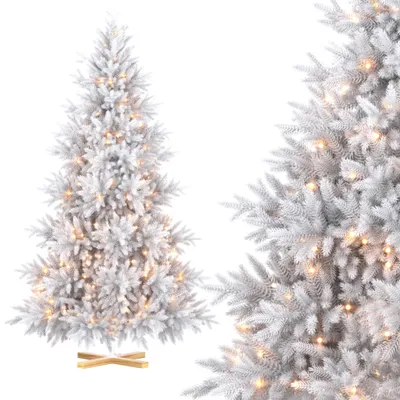 Productafbeelding van XMTECH Kunstkerstboom, 180 cm, LED-verlichting, warm wit, 100% PE, 900 takken, wit