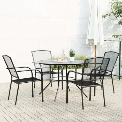 Immagine prodotto di Maison Exclusive - Set di sedie da giardino, 5 pezzi, impilabili, in acciaio verniciato a polvere