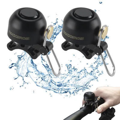 Produktbild von ROCKBROS 2er Set Fahrradklingel Lenker Klassisch 100dB Laut Klingel Fahrrad Kupfer Bike Bell für 22-34mm Schwarz