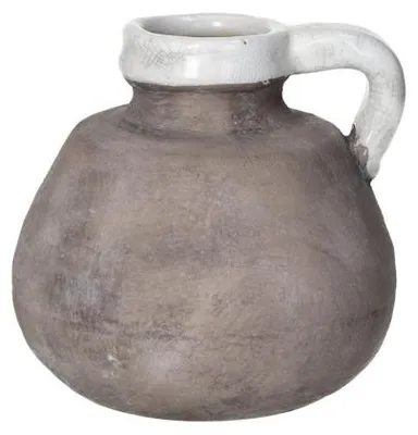 Productafbeelding van Pomax aardewerk vaas, wit, diameter 14 cm, hoogte 14 cm