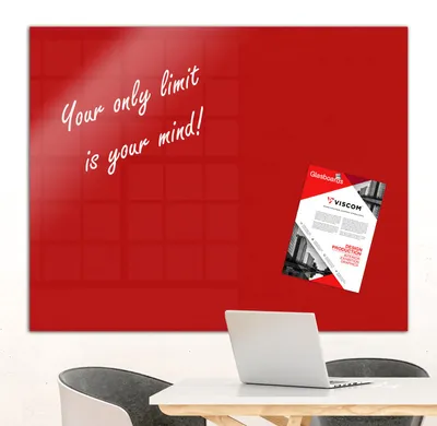 Produktbild von Design Glastafel MIO - Memoboard magnetisch - Glas-Magnettafel in rassigem Rot 45x45 cm - rahmenlos inkl. Zubehör
