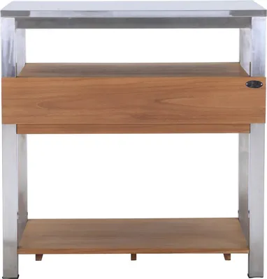 Imagen del producto de Teako Design Rivera – mesa de trabajo de teca maciza y acero inoxidable, 90 cm