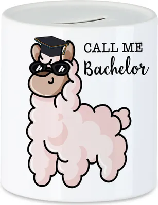 Produktbild von Call me Bachelor Spardose Bachelorabschluss Geschenk Lustig Alpaka Studium Absolvent Uni