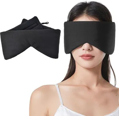 Produktbild von Famanu Schlafmaske mit Warmhalteseite und Kühlseite - Geräuschreduzierend für Schlaf, Büro und Reisen
