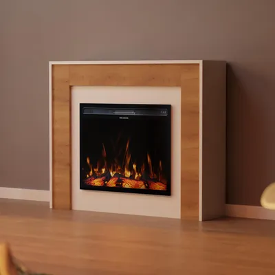 Produktbild von Garlivo Elektrokamin 'PISA Weiss/ Eiche ' | LED Standkamin in weiss mit Heizung (1500 W) | HxBxT: 92x110x28cm