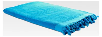 Produktbild von 2 in 1 Hamamtuch 90 x 190 cm türkis - Zweiseitiges Hamam Handtuch aus 100% Baumwolle: Glatt & Frottier - Pestemal/Fouta saugfähig & hygienisch - Kompaktes Hamam Strandtuch/Saunahandtuch