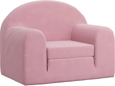 A pink children's sofa is shown against a white background.