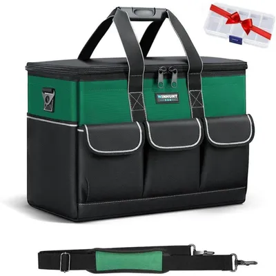 Immagine prodotto di Borsa attrezzi da 14 pollici, organizer con apertura ampia, realizzata in poliestere 600D, con 14 tasche, dimensioni 35x20x29 cm