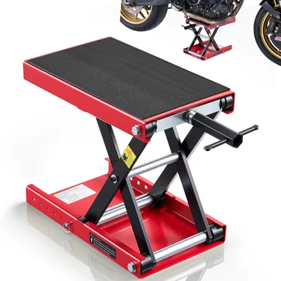 Zdjęcie produktu dla Podnośnik Do Motocykli Vevor 499 Kg Mocny Stalowy Nożycowy Czarno-Czerwony