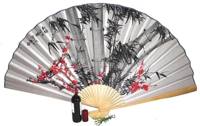 Produktbild von 055 Fächer 90/160 cm Bambus Asia China Deko Papier Wandfächer groß