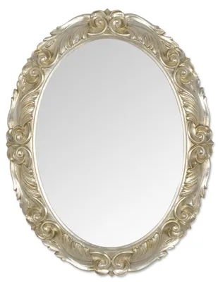 Produktbild von MO.WA Wandspiegel Spiegel 68 x 88 Blattsilber Ovaler Spiegel Barock Wandspiegel Oval Antik Silber Holzspiegel Klassisch versilberter Spiegel Wohnzimme