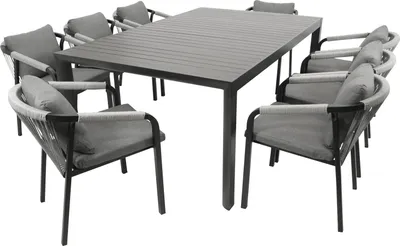 Produktbild von Garnitur LAGOS XL 9-teilig, Alu + Rope grau