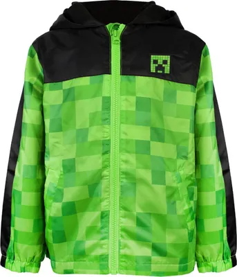 Produktbild von Minecraft - Jacke, wasserfest, mit Kapuze für Jungen NS6232 (140) (Grün/Schwarz)