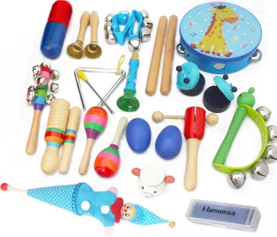 Zdjęcie produktu dla 22PCS / Zestaw Toddler Instrumenty muzyczne Drewniane zabawki perkusyjne dla chłopców i dziewcząt
