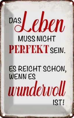 Produktbild von vianmo Blechschild 18x12 cm Leben muss nicht perfekt sein Dekoration Spruch Zitat