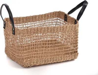 Produktbild von Aufbewahrungskorb SEEGRAS Deko-Korb Korb Tasche Korbtasche Flechtkorb mit Henkel / Griffen natur