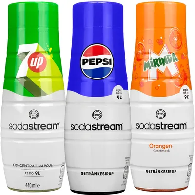 Produktbild von Sodastream Sirup Set Pepsi 7UP Mirinda 3x440ml Getränkesirup Konzentrat
